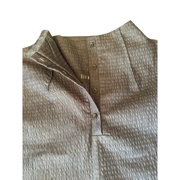 Ozai N Ku Textured Navy Tunic Dress XS Made In Greece 35% Cotton 65% Polyester S - Picture 2 of 6